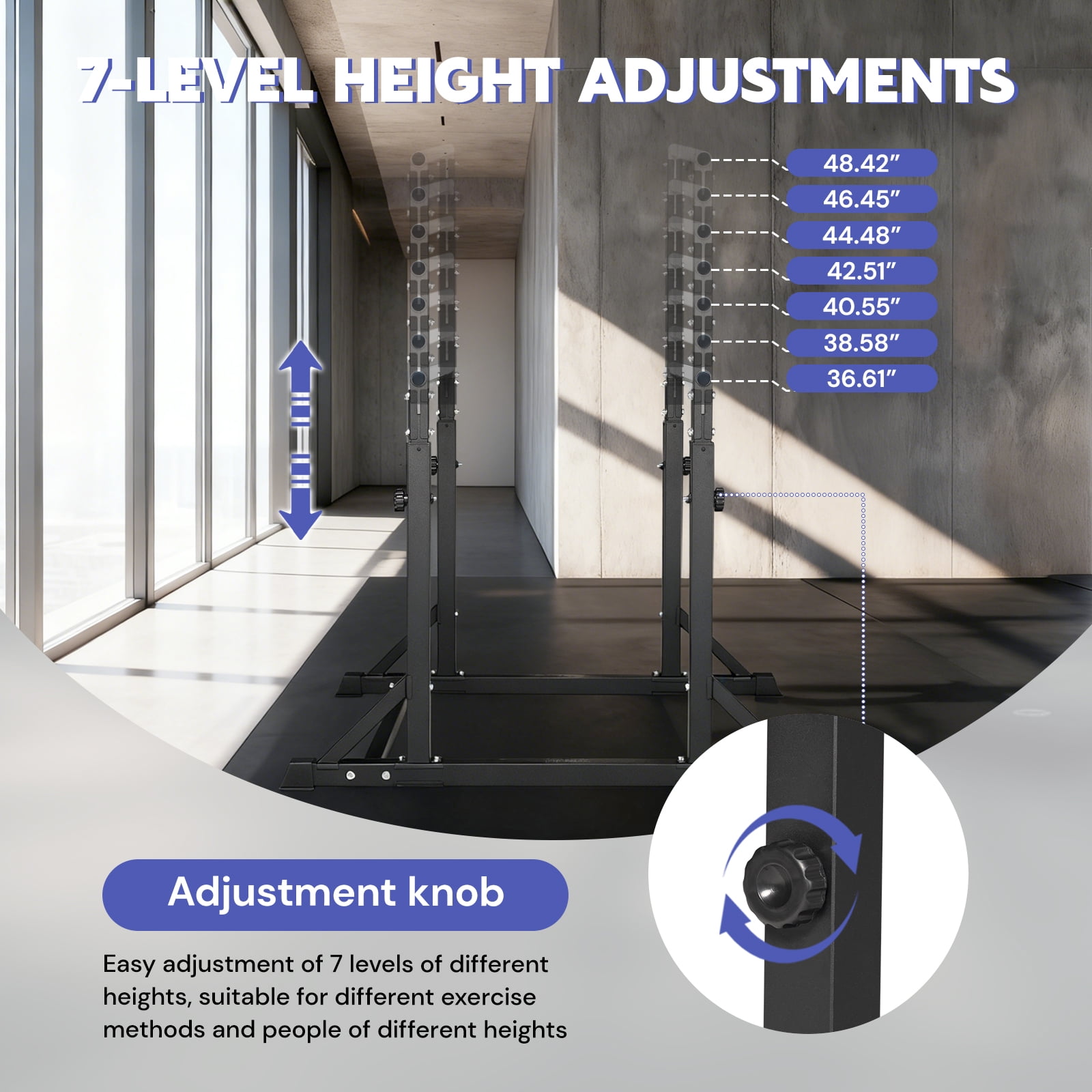 Primy 800lbs Dip Bar, Heavy Duty Dip Station with 7 Height Levels, Adjustable Parallel Bars, Exercises Strength Training for Home Gym