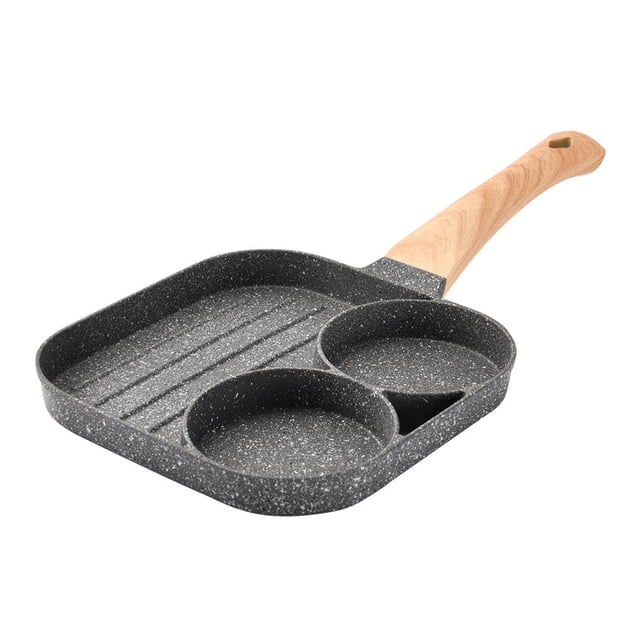 Moyic Sartén antiadherente de aleación de aluminio, cocina para el desayuno, huevo frito antideslizante, agarre largo, herramienta de Mostrada