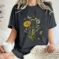 thumbnail image 2 of gbyLJF Women Short Sleeve Tops 2024 Summer Plus Size Printed Drop Shoulder Tee Loose Cotton Crew Neck T Shirts Dark Gray M, 2 of 7