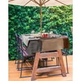 thumbnail image 3 of Fsddascl Brown Beige Color Blocks Outdoor Tablecloth - 60x84 Inch Rectangle Dining Table Cover, Abstract Oil Painting Art Waterproof Outdoor Table Cloth with Umbrella Hole & Zipper for Picnic/Patio, 3 of 7