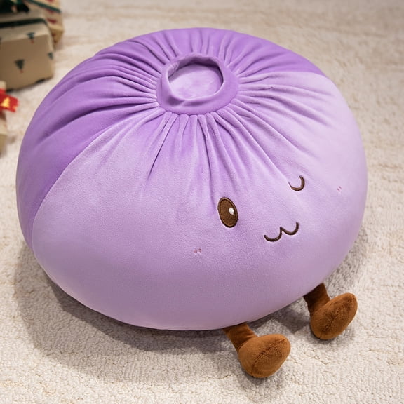 Cute Dumpling Plush Pillow, Soft Korean-Style Food Throw Pillow with Adorable Face & Tiny Legs, Kawaii Stuffed Cushion for Bedroom, Sofa, Office, Fun Home Decor Gift(Purple)
