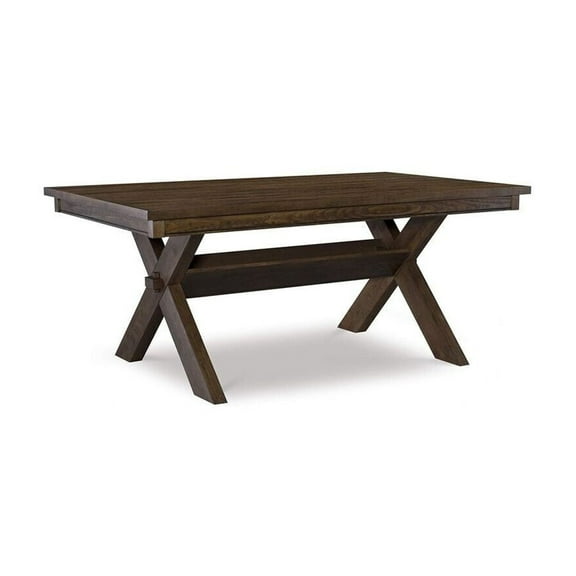 Rustic Umber Dining Table - Rectangular Table with Criscross Legs - 70" x 42" - Ash Rubberwood Veneer