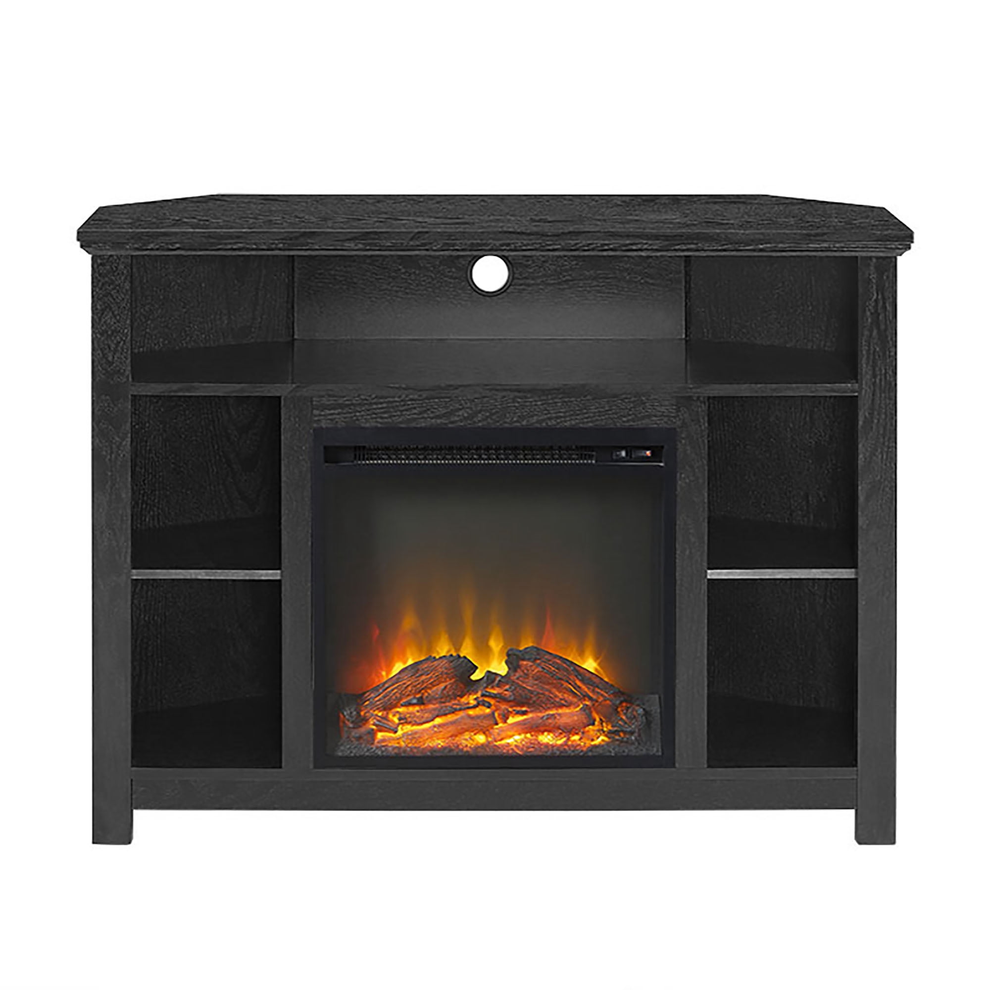 Walker Edison Tall Corner Fireplace TV Stand for TVs up to 50", Black