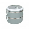 thumbnail image 4 of Stainless Steel Storage Containers with Lids 1400Ml 2 Layer Round Food Lunch Box Stainless Steel Lunch Box Lunch Box Food Storage Box Childrens Lunch Box Hot Food, 4 of 8