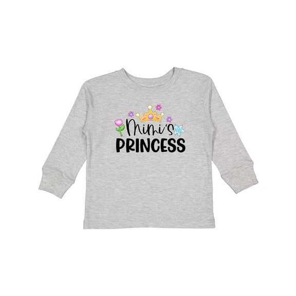Inktastic Mimi's Princess Crown and Flowers Girls Long Sleeve Toddler T-Shirt