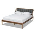 thumbnail image 2 of Baxton Studio Helsa Mid-Century Modern Dark Grey Fabric Upholstered and Walnut Finished Full Size Platform Bed, 2 of 10