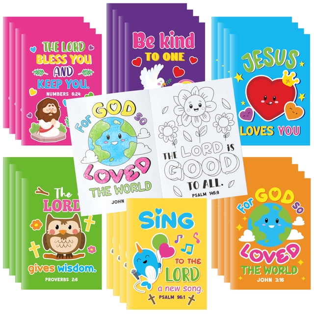 Libros para colorear con versículos bíblicos Dvbonike, 24 unidades, para niños de 4 a 8 años