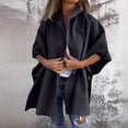 thumbnail image 2 of Cape Jacket for Women Hooded Lapel Pocket Solid Poncho Coat Three Quarter Sleeve Office Leisure Travel Weekend Cover Up with One Piece Drape Look, 2 of 6