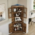 thumbnail image 6 of Soonbuy 67inch Farmhouse Corner Hutch Display Cabinet with Glass Doors,Corner Storage Cabinet with Lights, Wooden Storage Organizer for Kitchen, Living Room, Bathroom, 6 of 9