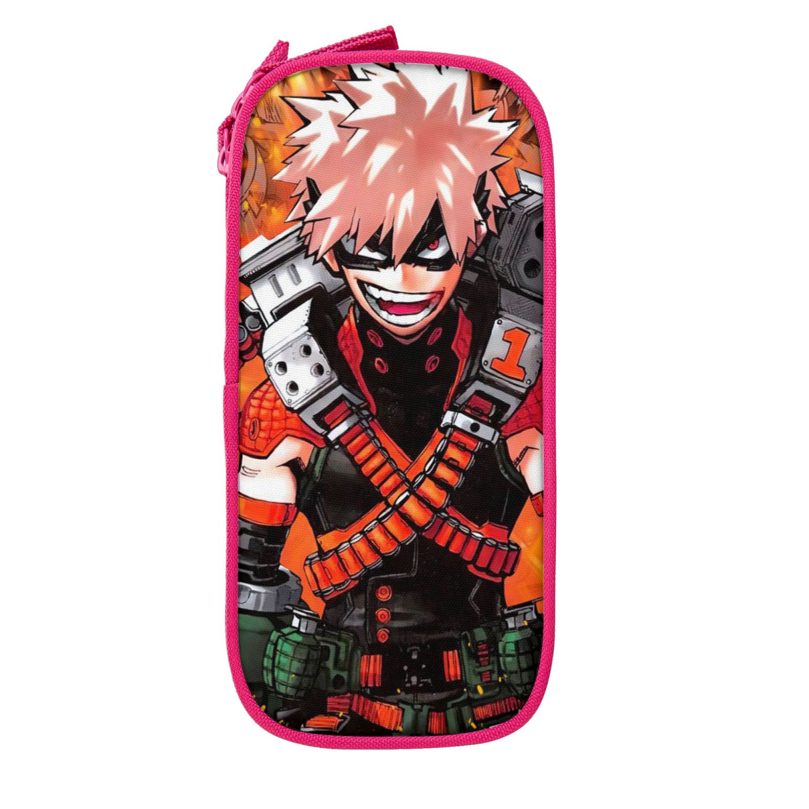 My Hero Academia Pencil Case Large Capacity Pencil Pouch Pen Bag Office Stationery Organizer Travel Makeup Bag Pink