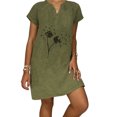 thumbnail image 2 of Yuyuzo Robes d'Été Décontractées pour Femmes 2025 Manches Courtes Col en V Robe en Lin Ample Tunique Confortable T-Shirts Robe Droite, 2 of 5