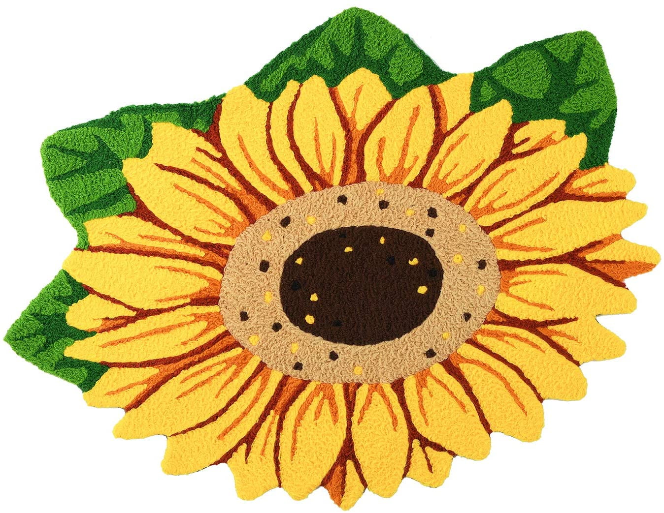 Sunflower on Black White Striped Background Non Slip Rug Carpet Bath Door Mat 
