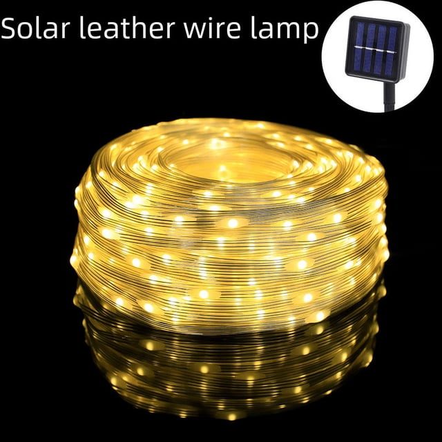 Luces de cadena de cuero solares de bajo voltaje para exteriores, luces LED de cobre, luces decorativas para patio