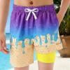 thumbnail image 3 of JIAHONG Ice Cream Shorts Boys Swim Trunks Summer Ice Cream Baseball Swim Shorts Quick Dry Bathing Suit with Compression Liner,Purple,9-10 Years, 3 of 5