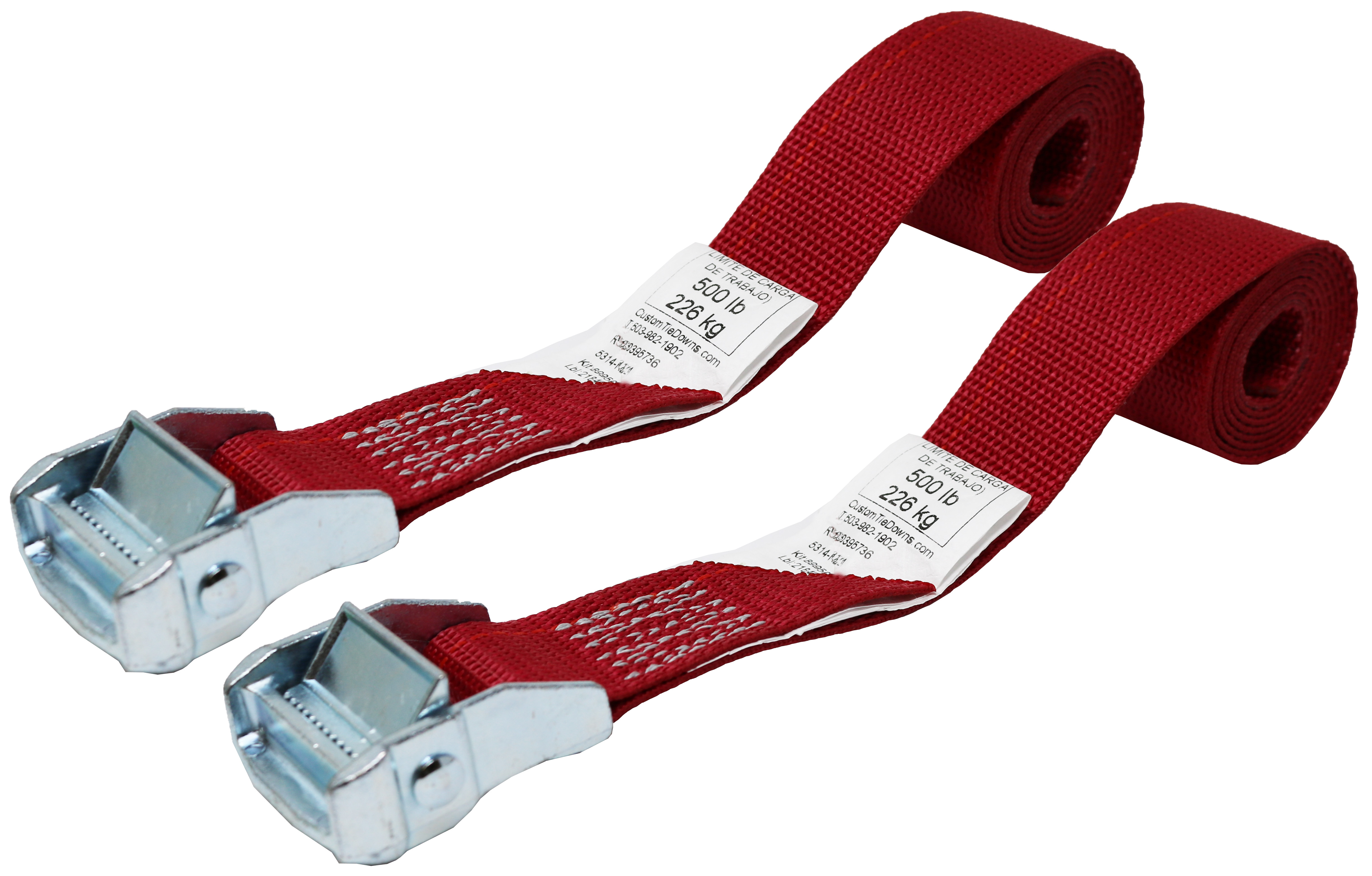 CustomTieDowns 2 Pack, 1.5 Inch x 4 Foot Cinch Strap Endless Loop Tie Down(no hooks). Zinc Diecast Cam Buckle,(Dark Red) 8246 - image 1 of 4