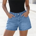 thumbnail image 2 of Zynoxe Women's High Waisted Shorts with Pockets Comfort Stretch Jeans for Women Form-Fitting Mid-Thigh Denim Shorts Summer Trendy Versatile Solid Color Casual Shorts M, 2 of 8