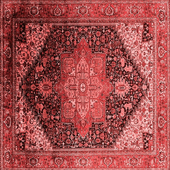 Ahgly Company Indoor Square Oriental Red Industrial Area Rugs, 8' Square