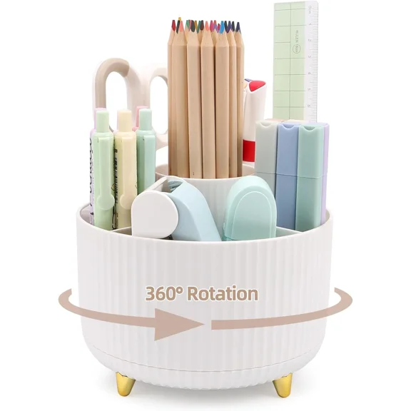 Desk Pen Holder 360° Rotating Cute Pencil Cup Pot,Desk Organizer And Accessories