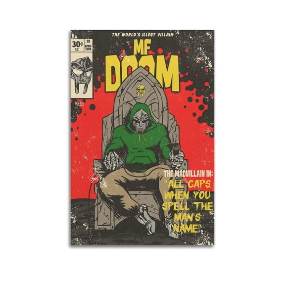 MF DOOM Poster Hip-hop Rapper Poster Art Canvas For Bedroom Decor Unframed 12x18inch(30x45cm)