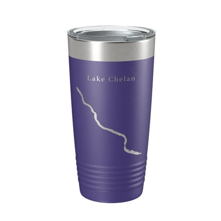 

Lake Chelan Map Tumbler Travel Mug Insulated Laser Engraved Coffee Cup Washington 20 oz Purple