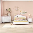 thumbnail image 1 of 3-Pieces Bedroom Sets Full Size Platform Bed with Nightstand and Storage dresser,White&Pink 23AAH, 1 of 9