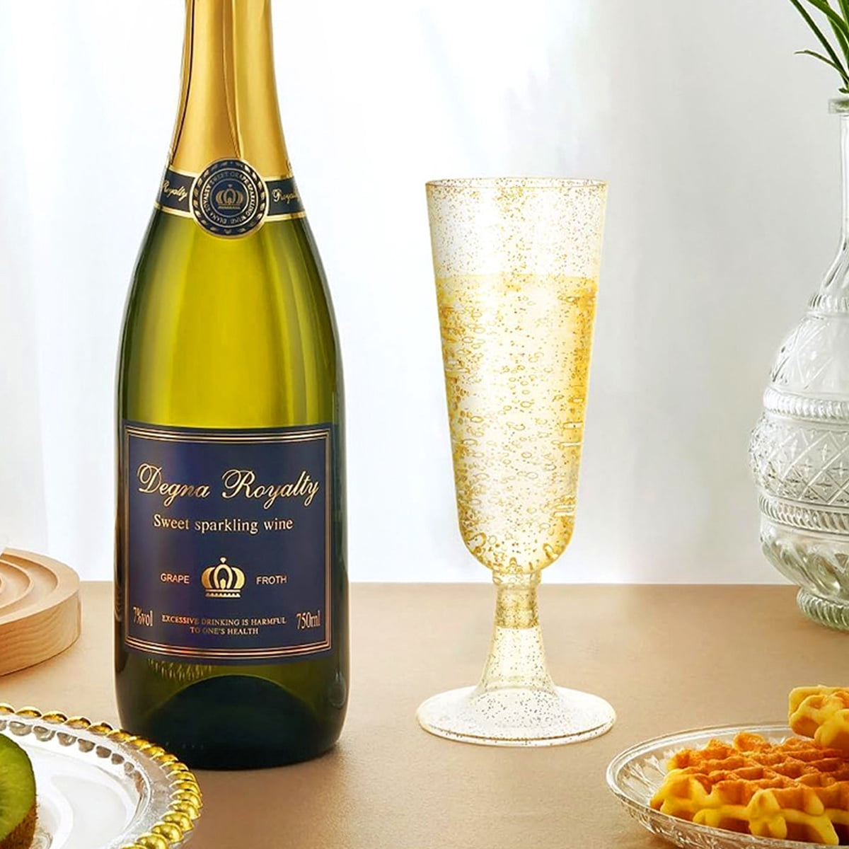 Plastic Champagne Flutes Plastic Mimosa Glasses 40 Pack ,Disposable Champagne Glasses Clear Acrylic Wedding Toasting Glasses for Party Cocktail Cups Bulk Supplies - Gold powder