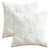 Unique Bargains Throw Pillow Covers Bunny Easter Decorations White Pattern 2 18" x 18"