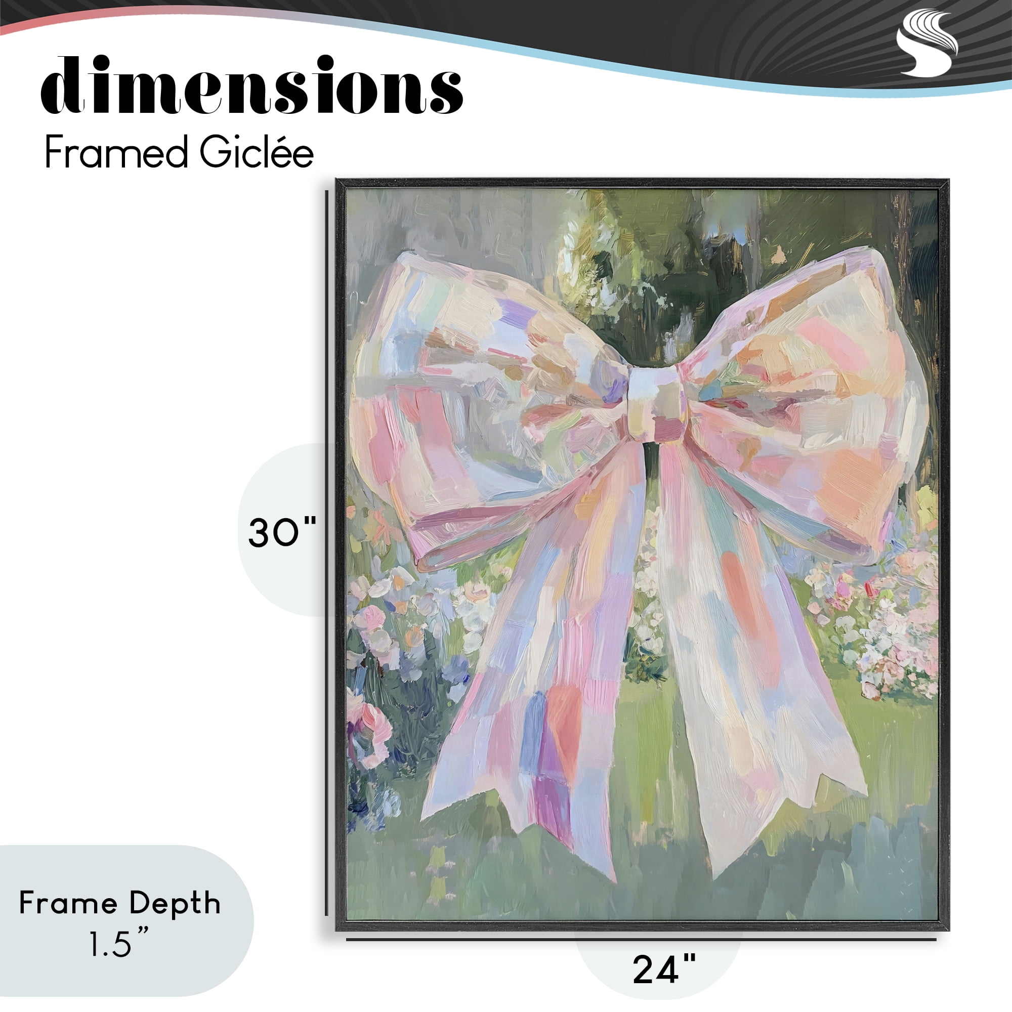 Stupell Industries Iridescent Pink Bow in Garden Black Framed Giclee Art, design by The Prints Vibe