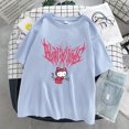 thumbnail image 1 of Camiseta estampada de Hello Kitty para niñas, camisa de cuello redondo de manga corta, versátil, suelta, informal, de verano, 1 of 4