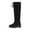 Black, variant on Fesfesfes Riding Boots for Women Embroidery Calf High Boot Shoes Casual Lace Up Boots Middle Tube Faux-Leather Boots 6(37)