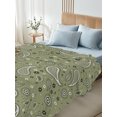 thumbnail image 5 of Queen Flat Sheet Only Sage Green Paisley Pattern Soft Microfiber Cooling Bedding Sheets White Seamless Floral Art Flat Bed Sheet for Hotel,Home Decor, 5 of 9