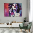 thumbnail image 2 of COMIO Grunge Tapestry, Jazz Singer Performing a Microphone on Old Background Illustration Print, Wide Wall Hanging for Bedroom Living Room Dorm, 40x30 Inch, Purple Red, 2 of 7