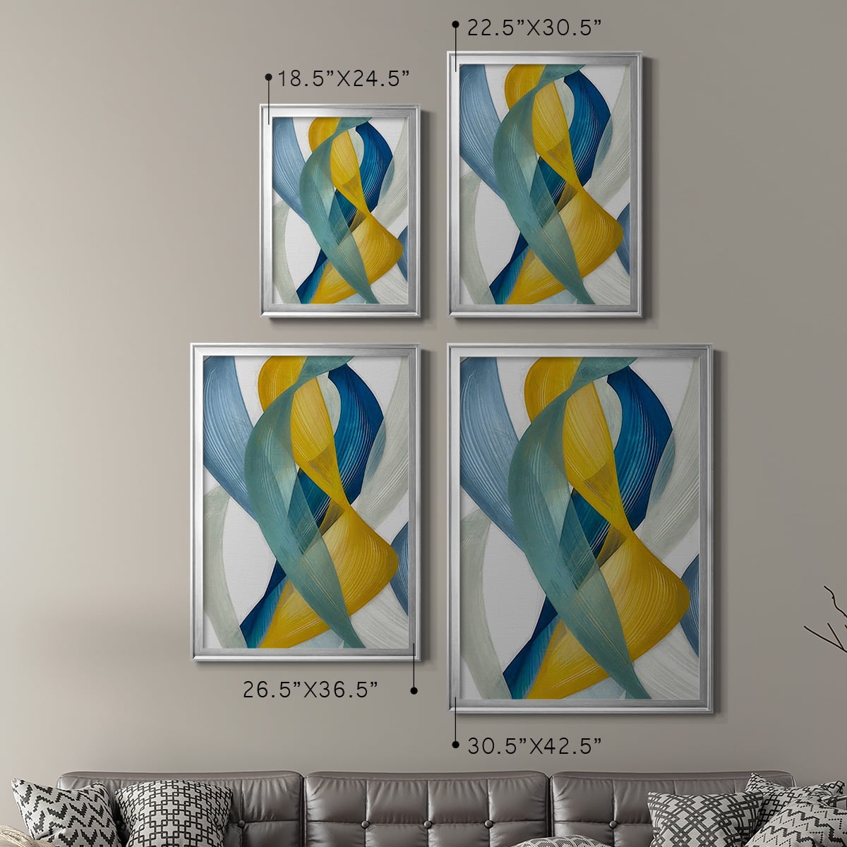 Horizontal Bands I Premium Framed Print, in Gold, Black, or Silver - Ready to Hang