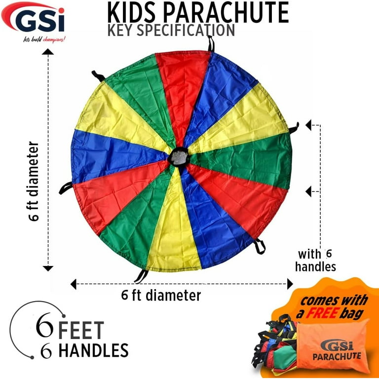 【USA】LakeShore ゲーム用プレイパラシュート6feet キッズ GSI Kids Play Parachute Rainbow Toy Tent, Gymnastic Training