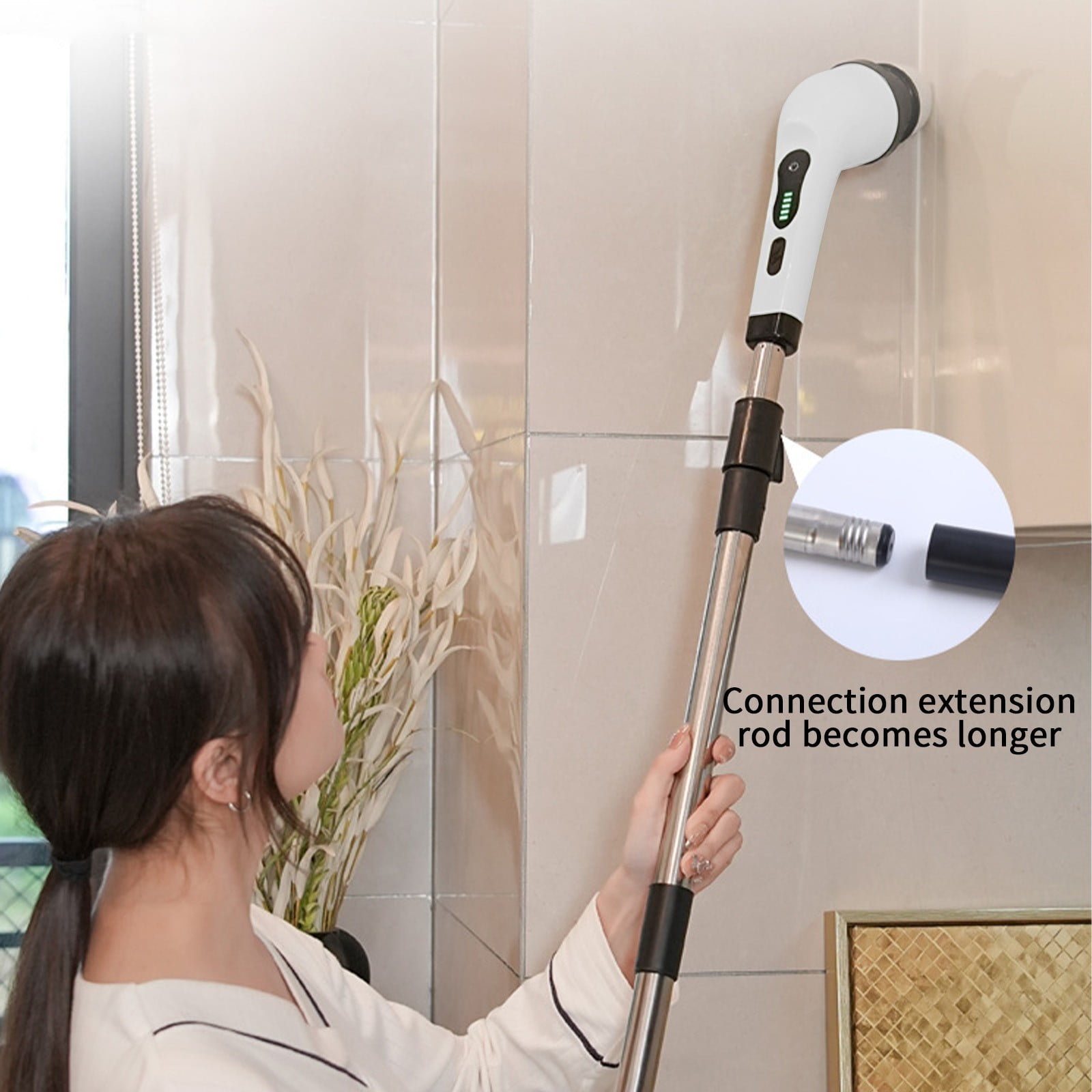 Wireless Electric Scrubber with 9 Brush Heads, Extendable Cleaning Brush for Bathroom, Kitchen, Tile, and Mop, Power Scrubbers for Stains, Deep Cleaning, USB Rechargeable and Multi-Speed