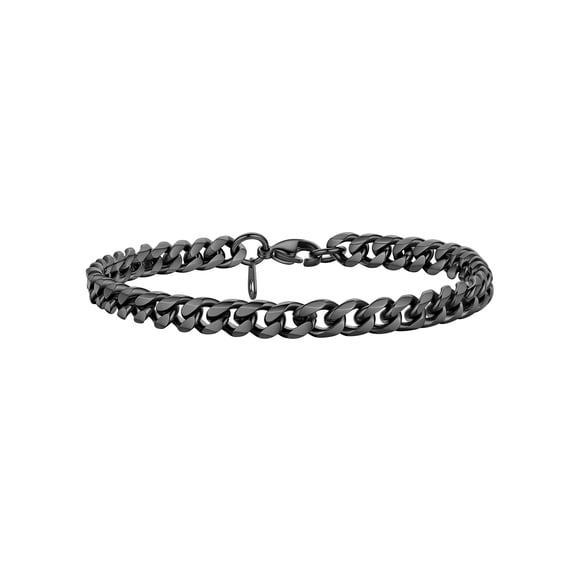 PROSTEEL Black Chain Bracelets for Men Stainless Steel Cuban Bracelet 6mm Wide 7.5inch Mens Jewelry Birthday Gift for Boyfriend