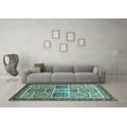 thumbnail image 3 of Ahgly Company Indoor Round Abstract Light Blue Modern Area Rugs, 4' Round, 3 of 4