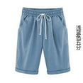 thumbnail image 4 of pitrice Short Pants Elastic Waistband Loose Shorts Woman Summer Outfits, Blue, L, 4 of 6