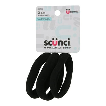 Scunci No Damage Hair Ponywraps, Black, 3-Pieces