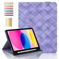 Elastic Band PU Leather Case for iPad (A16) 11th Gen 2025 / iPad 10th Gen 10.9" 2022 with Pencil Holder, Smart Folio Cover Adjustable Stand - Auto Wake/Sleep and Multiple View Angles, Purple