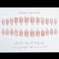 thumbnail image 3 of Uñas postizas adhesivas LPOODDNU almendradas rosa con lazo 3D y brillo, 24 piezas, 3 of 7
