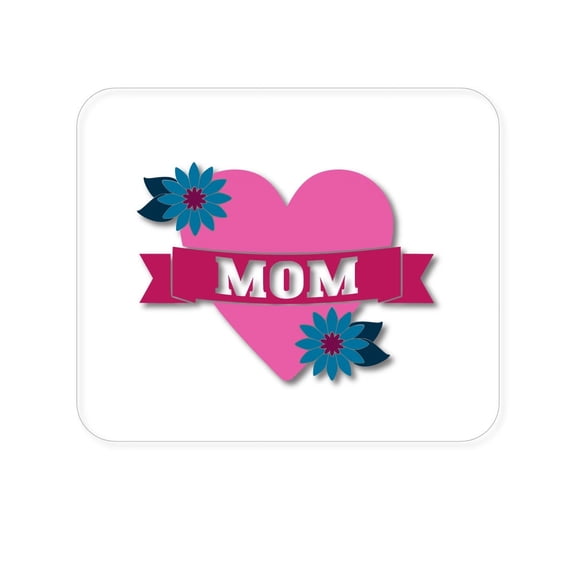 DistinctInk Mouse Pad - 1/4" Foam Rubber - Love Mom - Flower Heart Banner