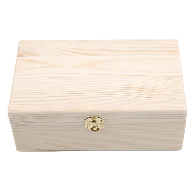 Caja de almacenamiento de madera rectangular JM Caja de regalo de madera maciza con tapa abatible 1 unidad