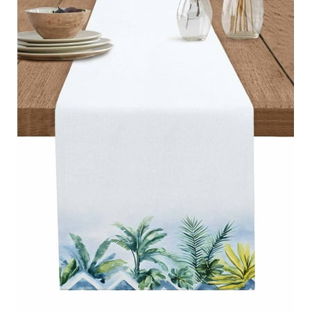 

Table Runner Dresser Scarf 13 x 90 Inch Tropical Leaves Spring Plant Botanical Nature Table Runners Non-Slip Heat Kitchen Dining Table Decor for Indoor Outdoor Home Party Decoration
