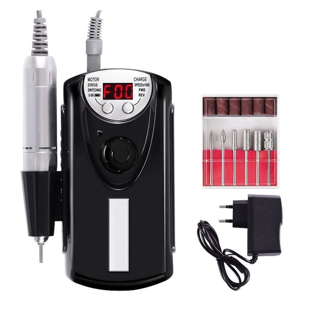 Portable Nail Drill Professional 30000 RPM, Rechargeable Electric Nail File Machine E File For Acrylic Nails Gel Polishing Removing, Cordless Efile With Bits Kit For Manicure Salon Home ,Easy to Use