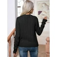 thumbnail image 4 of Women'S Classic-Fit Light Cable Long Sleeve Mockneck Loose Casual Sweater Black XL, 4 of 9