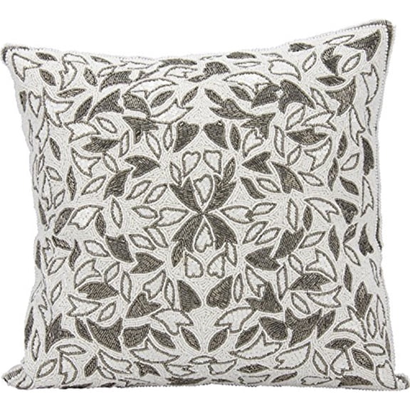 Couture Luster Pewter Beaded Vines Pillow
