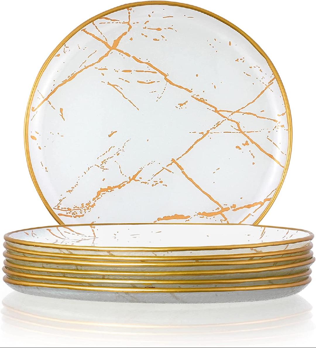 Glass Plate Set 7,8''Salad PlatesDessert Appetizer PlatesGlass Lunch