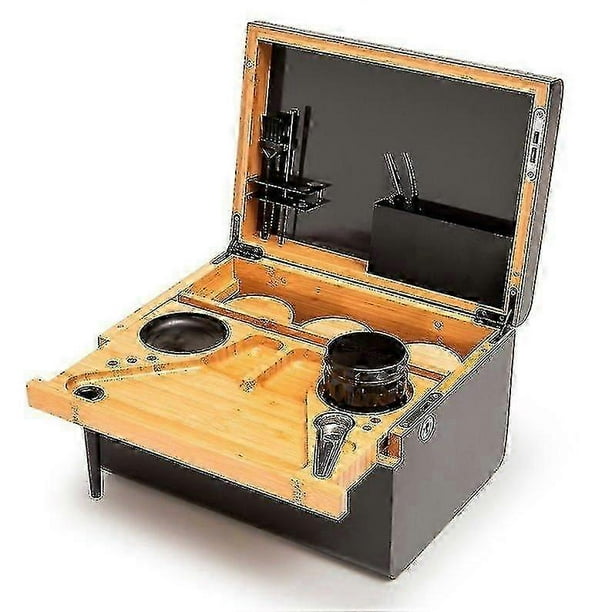 Bamboo storage box with removable tray Removable divider Storage box with lock