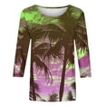 thumbnail image 3 of Aloohaidyvio 3/4 Sleeve Shirts for Women,Women's Summer Beach Tops 3/4 Sleeve Round Neck T shirts Cute Tunic Loose Fit Pullover Blouses & Basic Tees, 3 of 3
